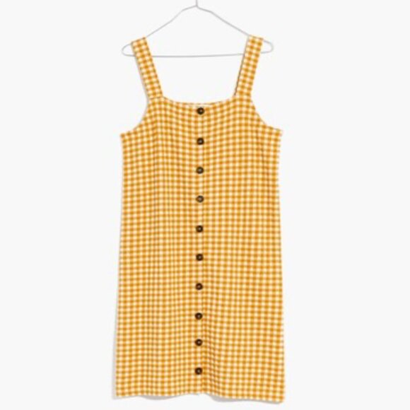 Jacquard Button-Front Mini Dress in Gingham Check XXL - Picture 1 of 12